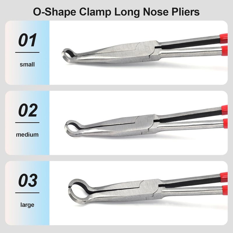 MFBJXC 3 Pieces 11'' Long Nose Pliers Set, Cricle Plier O-shape Tip Craft Repairing Tool(0.2/0.5/0.7in) - Image 2